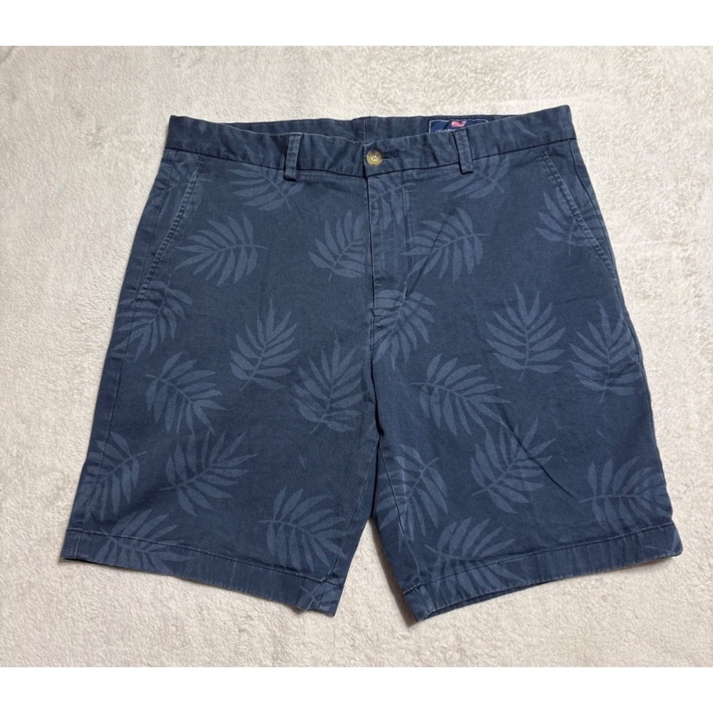 Vineyard Vines Palm Print Shorts Men's Size 34 Blue Sheep Ian Flat Front